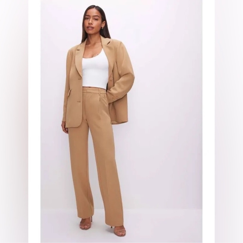 Good American‎ Luxe Suiting Column Trouser Pants Size 12 Pecan Women’s
